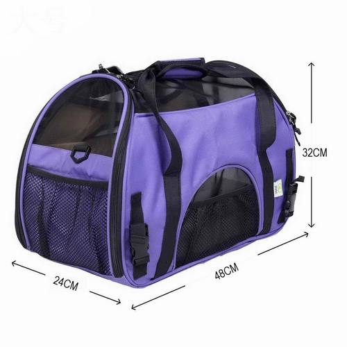 貓狗兔外出寵物旅行袋折疊袋手提袋四​​面透氣網格袋寵物袋(紫色)