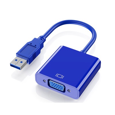 環保包裝USB轉VGA轉換器電腦接顯示器轉接線usb3.0 to vga(藍色)