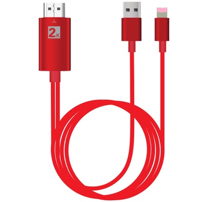 蘋果轉HDMI線高清線lightning轉HDMI線適用iOS11 iPX(紅色)