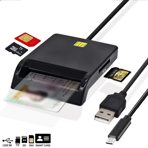 品名: 多功能USB讀卡機SD TF IC SIM ATM ID DNI CAC Smart報稅卡(TYPE-C介面)